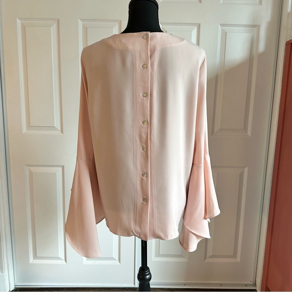 Olivia & Grace Blush Pink Bell Sleeve Blouse with Button Back - Picture 3 of 5